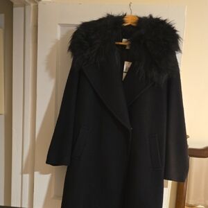 Michael Kors Black Coat with Faux Fur Collar